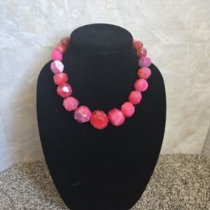 Pink and Red Beaded Necklace